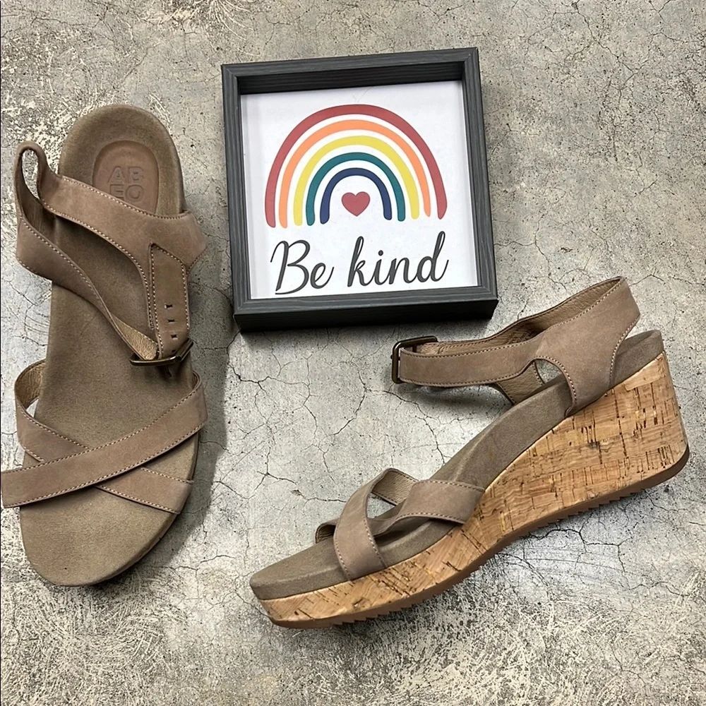 * Abeo Tan Wedge Sandals with Cork Heel
